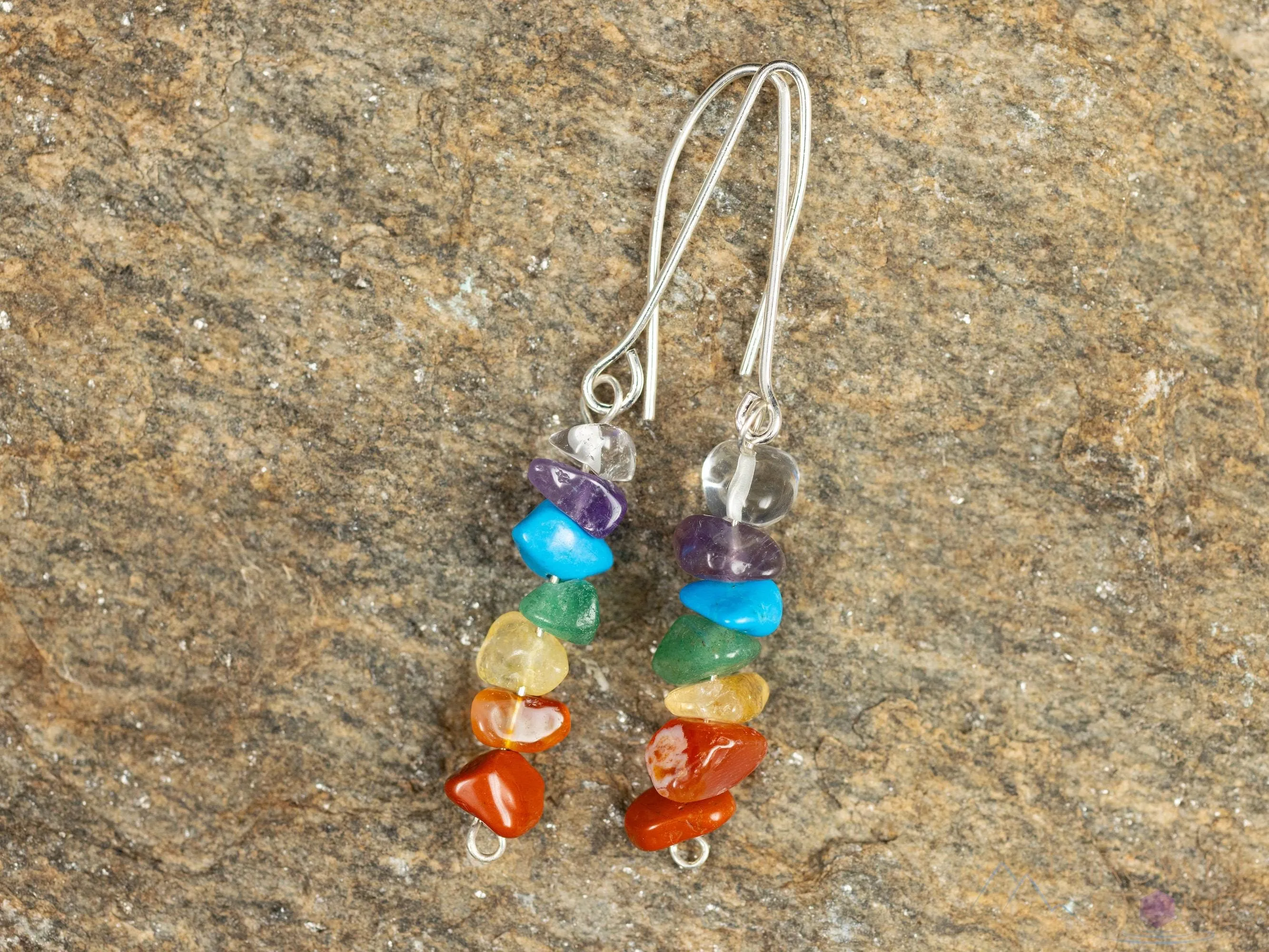 Rainbow CHAKRA Crystal Earrings - Dangle Drop Earrings, Gemstone Handmade Jewelry, Gift for Her, E1383