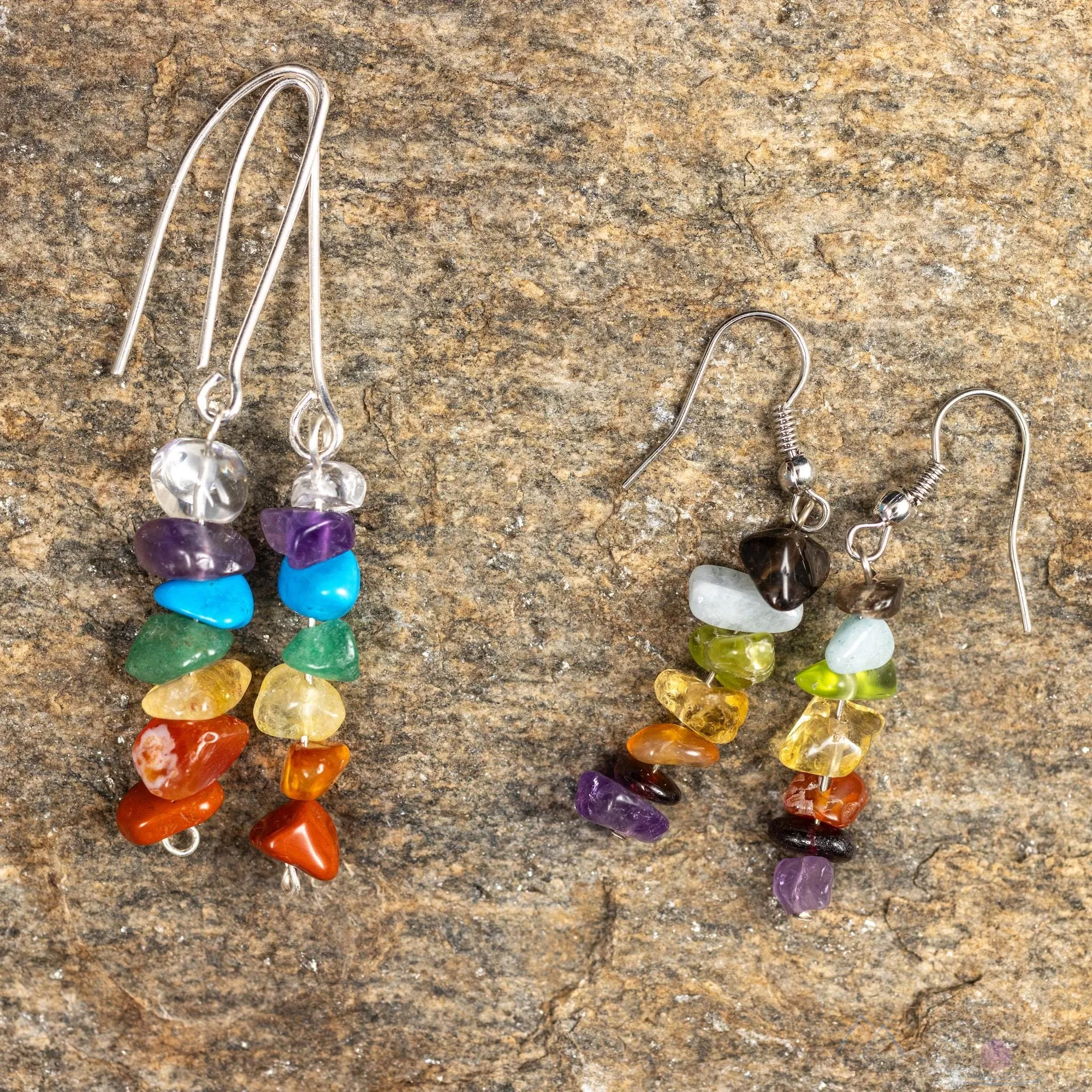 Rainbow CHAKRA Crystal Earrings - Dangle Drop Earrings, Gemstone Handmade Jewelry, Gift for Her, E1383