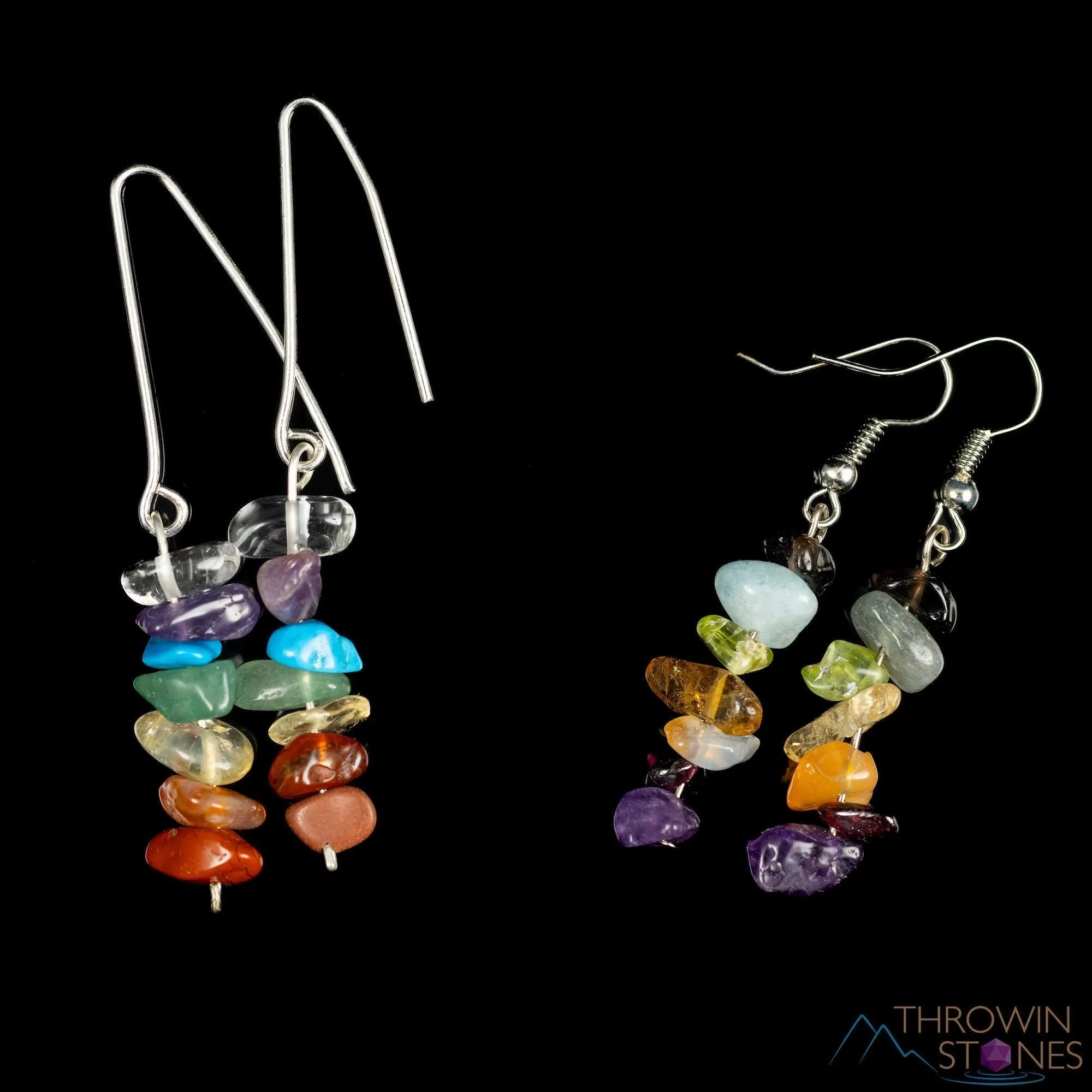 Rainbow CHAKRA Crystal Earrings - Dangle Drop Earrings, Gemstone Handmade Jewelry, Gift for Her, E1383