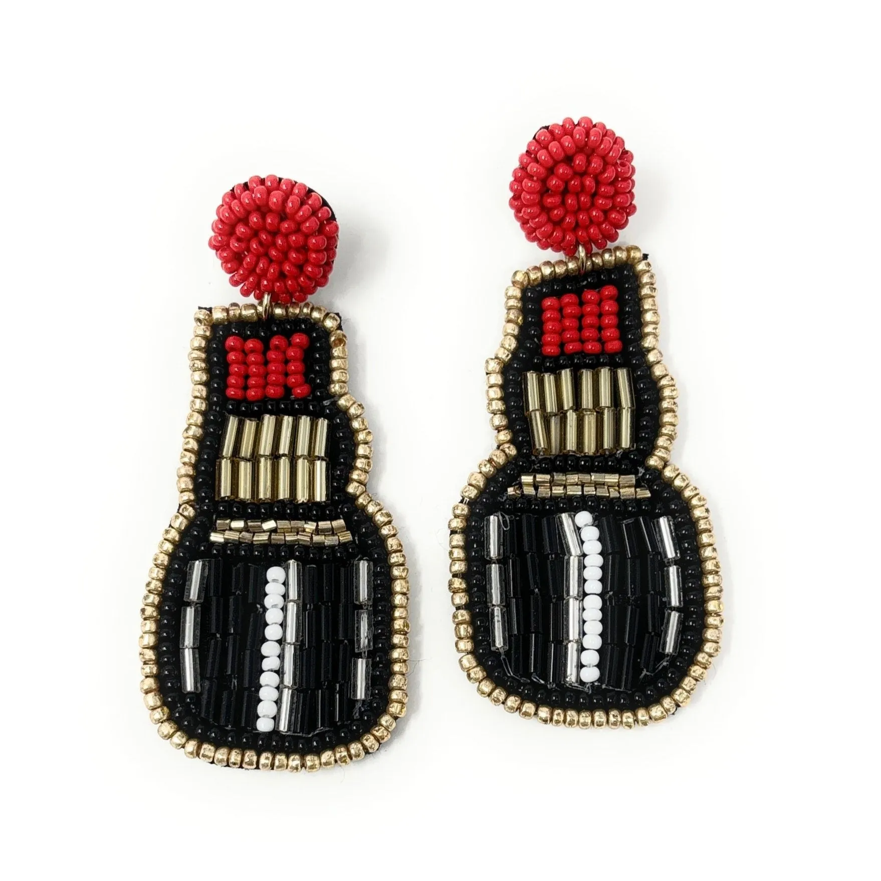 Red Lipstick Beaded Earrings