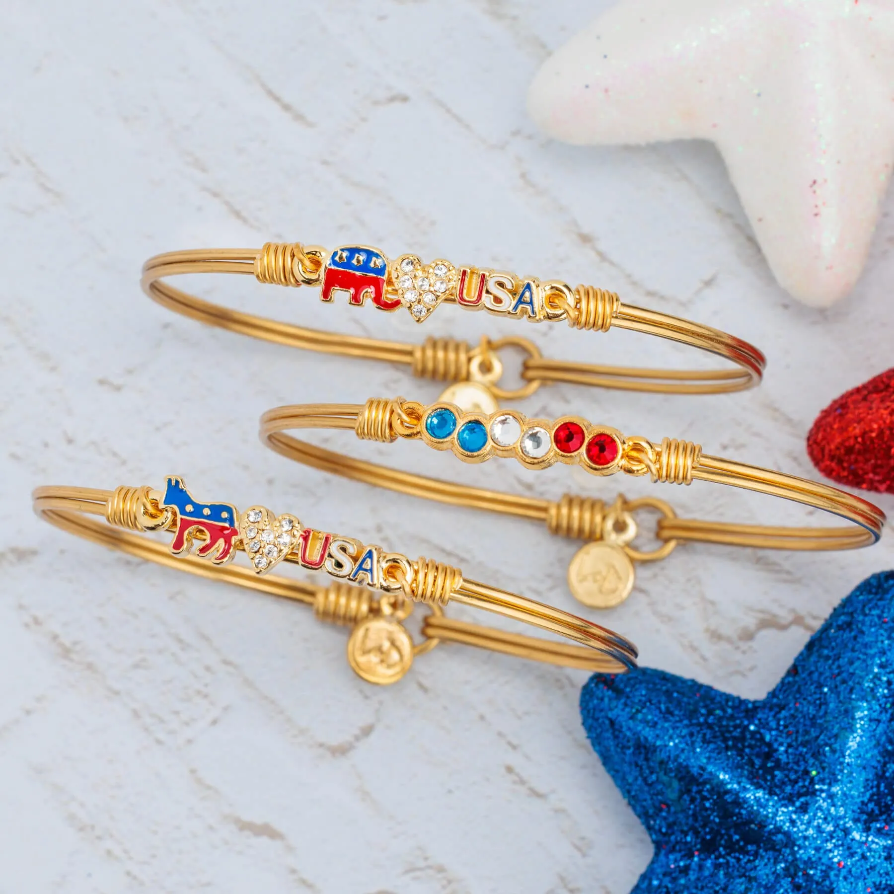 Red, White & Blue Starlight Bangle Bracelet