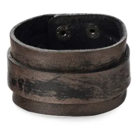 Retro Style Brown Genuine Leather Wristband Bangle Bracelet With Snap Button | Men