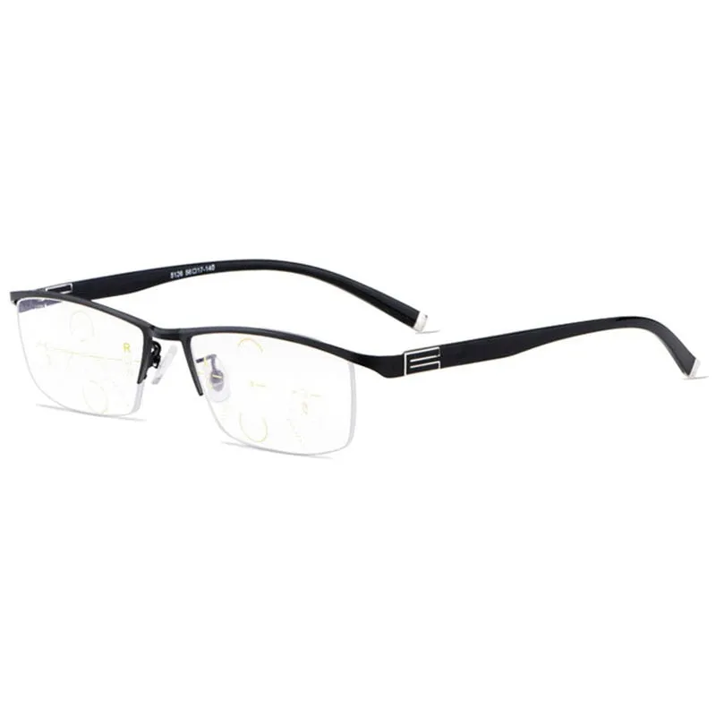 Reven Jate Women's Semi Rim Square Alloy Progressive Reading Glasses 5126