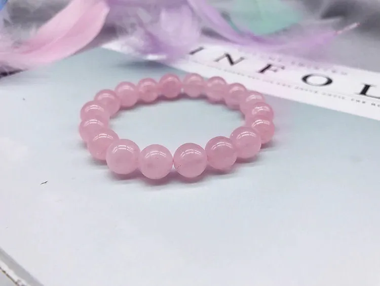 Rose Quartz Bracelet, Women Bracelet, Jewelry Stone Beads Bracelet, Stacking Bracelet For Love Compassion Kindness Forgiveness Love