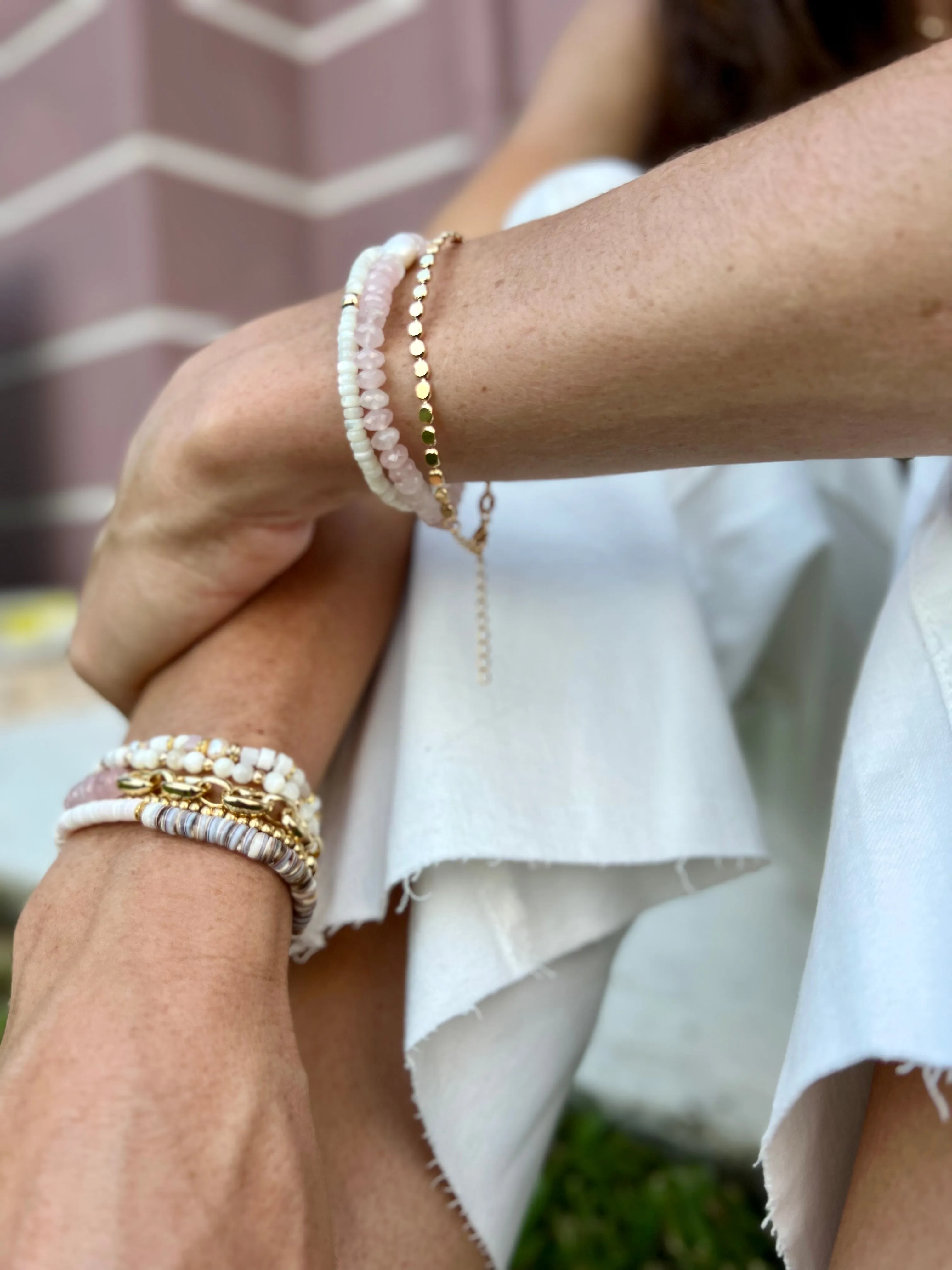 ROSE QUARTZ/PEARL BRACELET