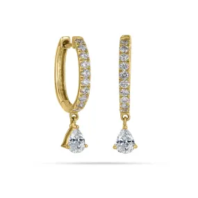 Round and Pear Diamond Huggie Earrings