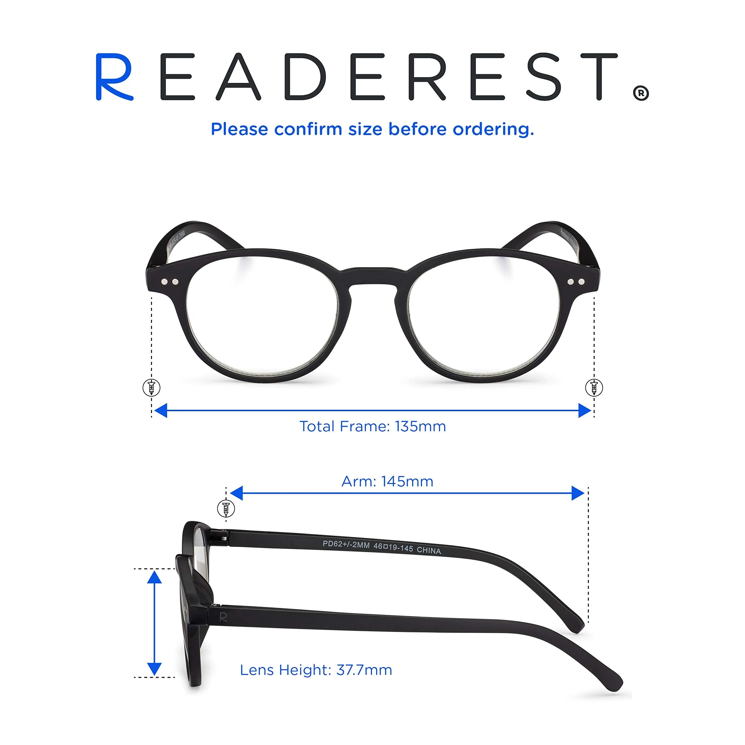 Round-Blue-Light-Blocking-Reading-Glasses-Black-3-50-Magnification-Computer-Glasses