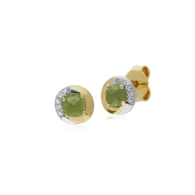 Runde Peridot & Diamant Ohrstecker in 9ct Gelb Gold