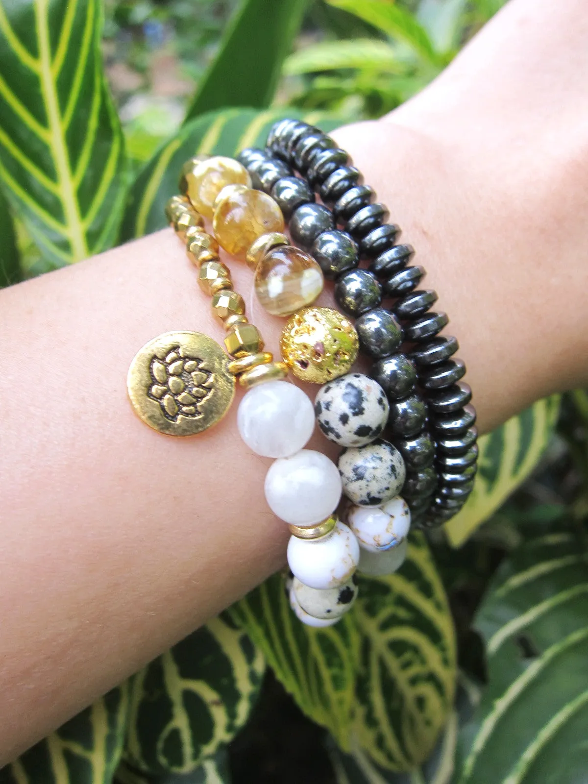 SALE - 27 Bead Inner Glow Citrine Quartz Mala Bracelet