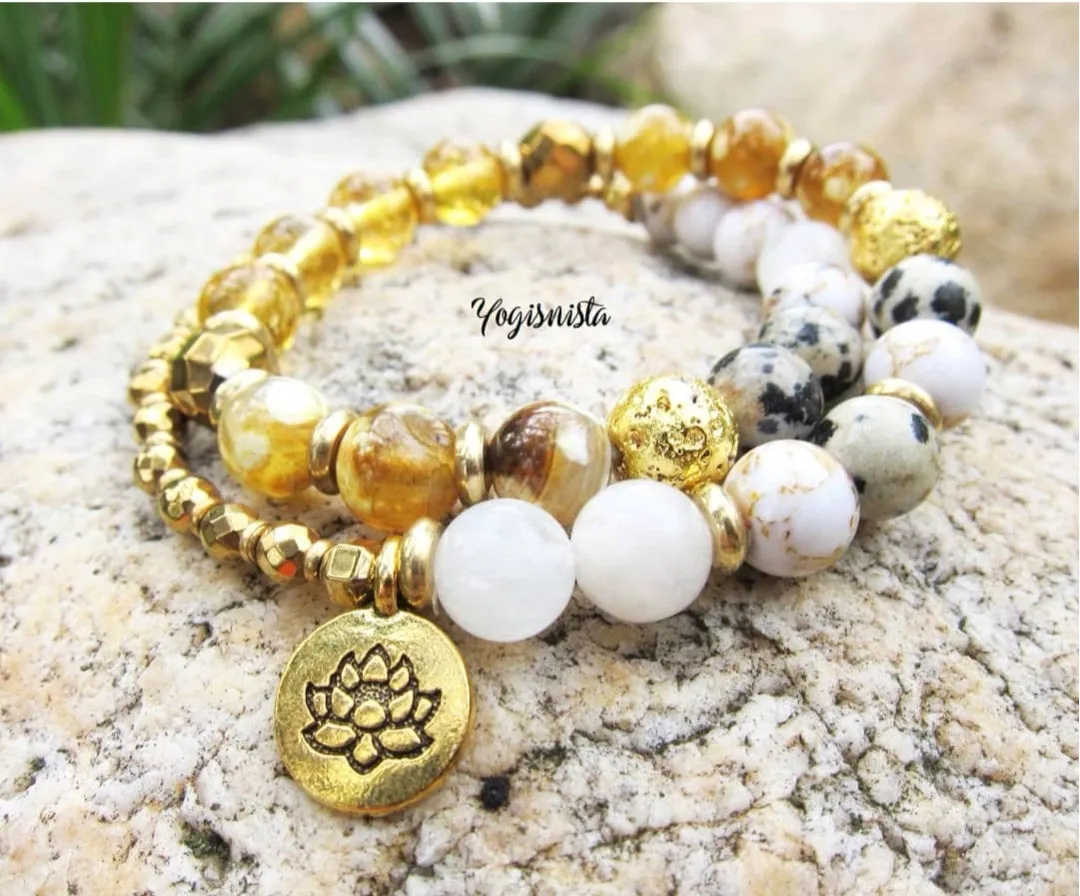 SALE - 27 Bead Inner Glow Citrine Quartz Mala Bracelet