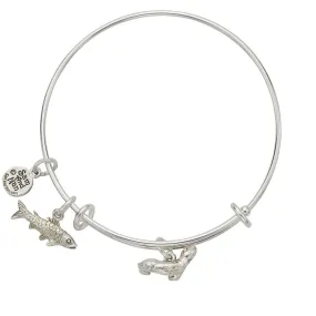 Seal Salmon Charm Bangle Bracelet