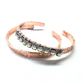 Set of Glamorously Wrapped Hammered Rhinestone Crystal Bling Bangles