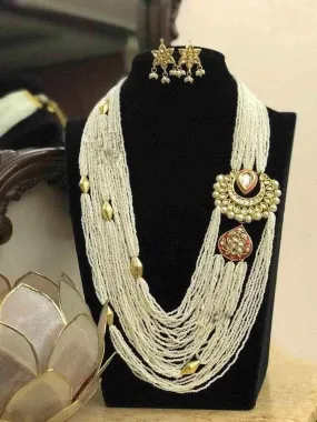 Side Meena Pendant Moti Necklace