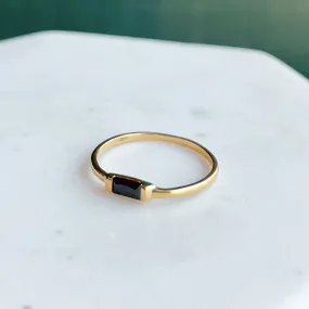 Sideways Mini Baguette Ring: Black Spinel