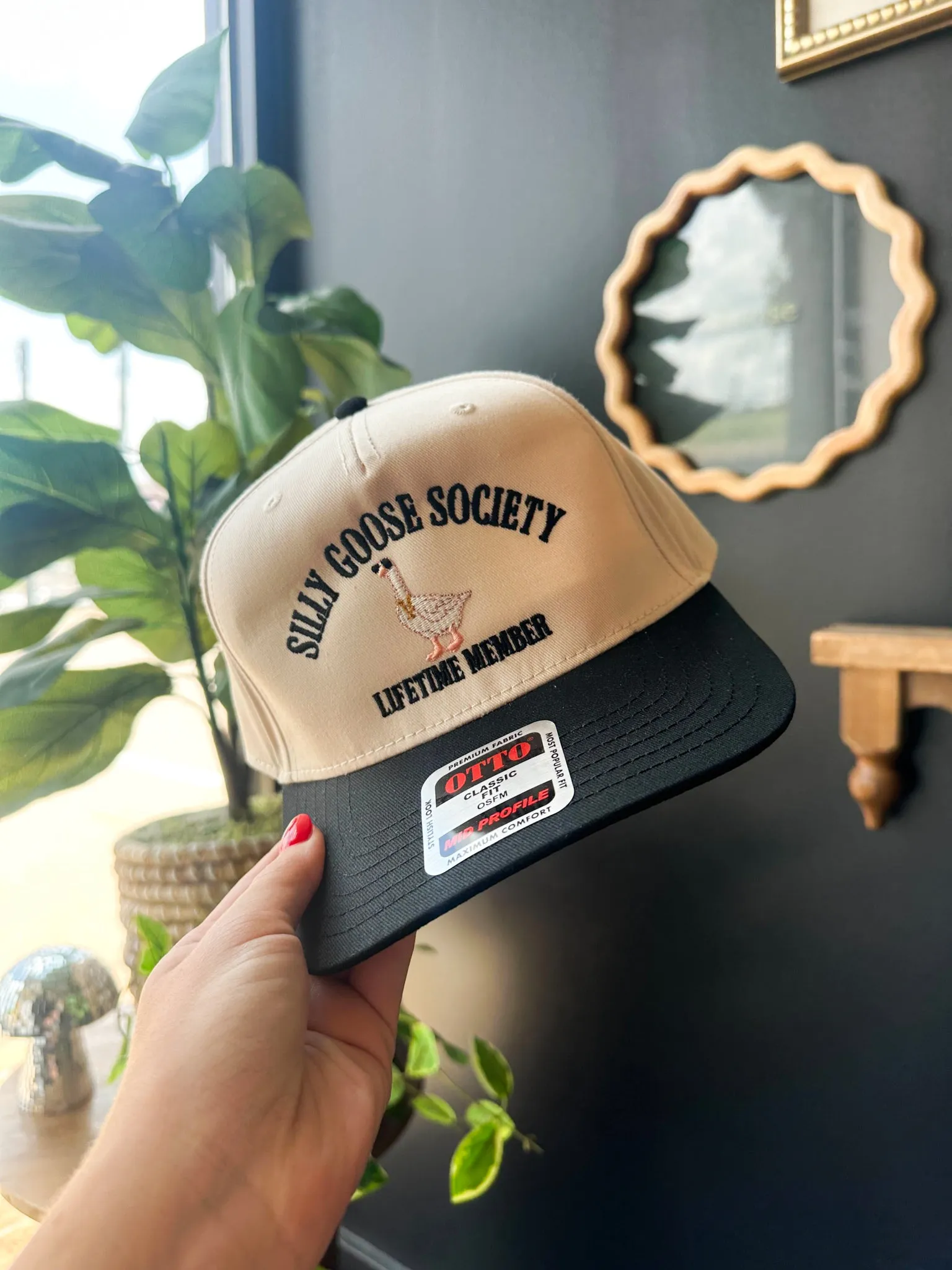 Silly Goose Society Wide Brim Trucker Hat- Black