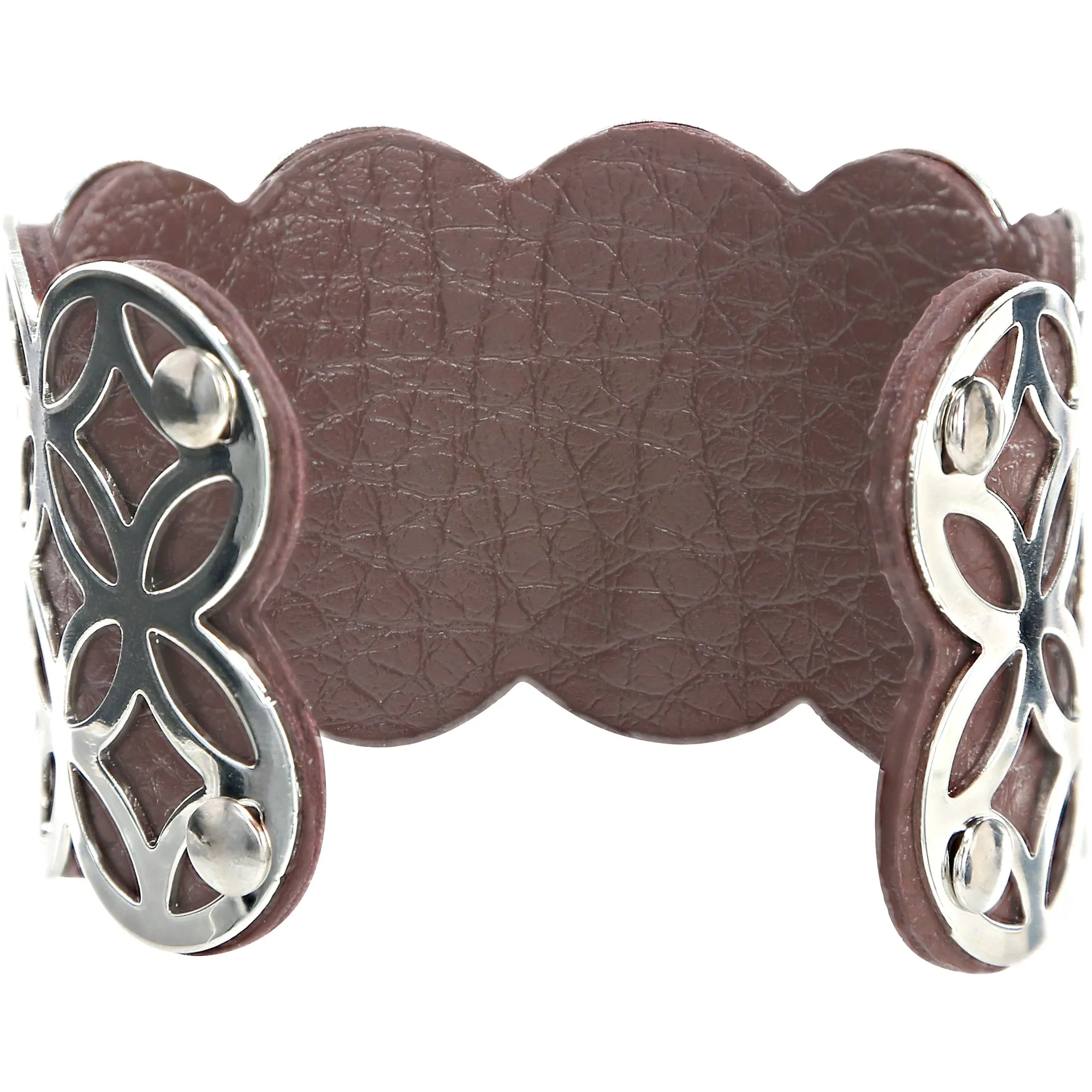 Silver & Chocolate 1.75" Geometric Cuff Bracelet