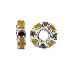 Silver  Citrine & Garnet Wheel Charm S349MUL2