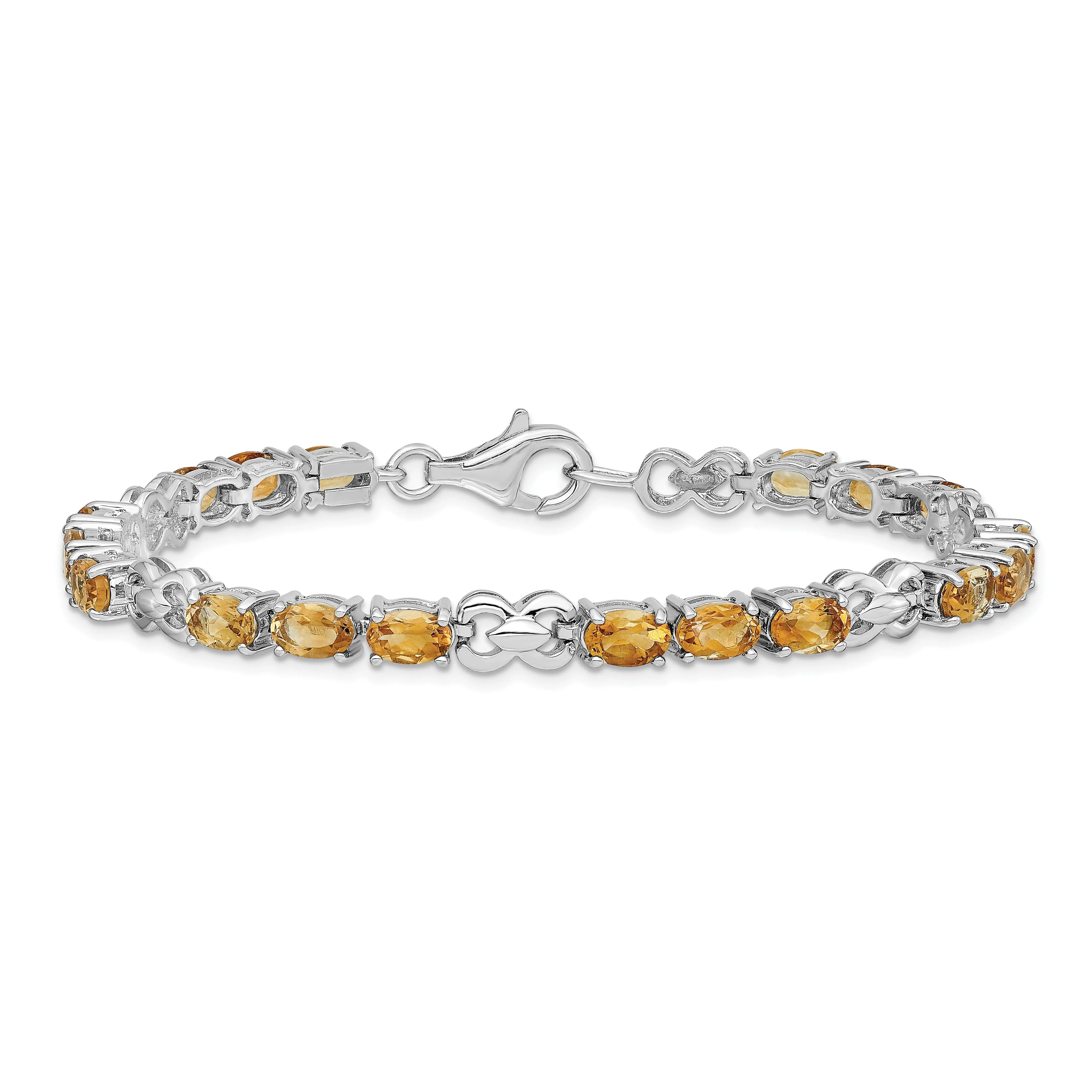 Silver Oval Cut Citrine Gemstone Bracelet