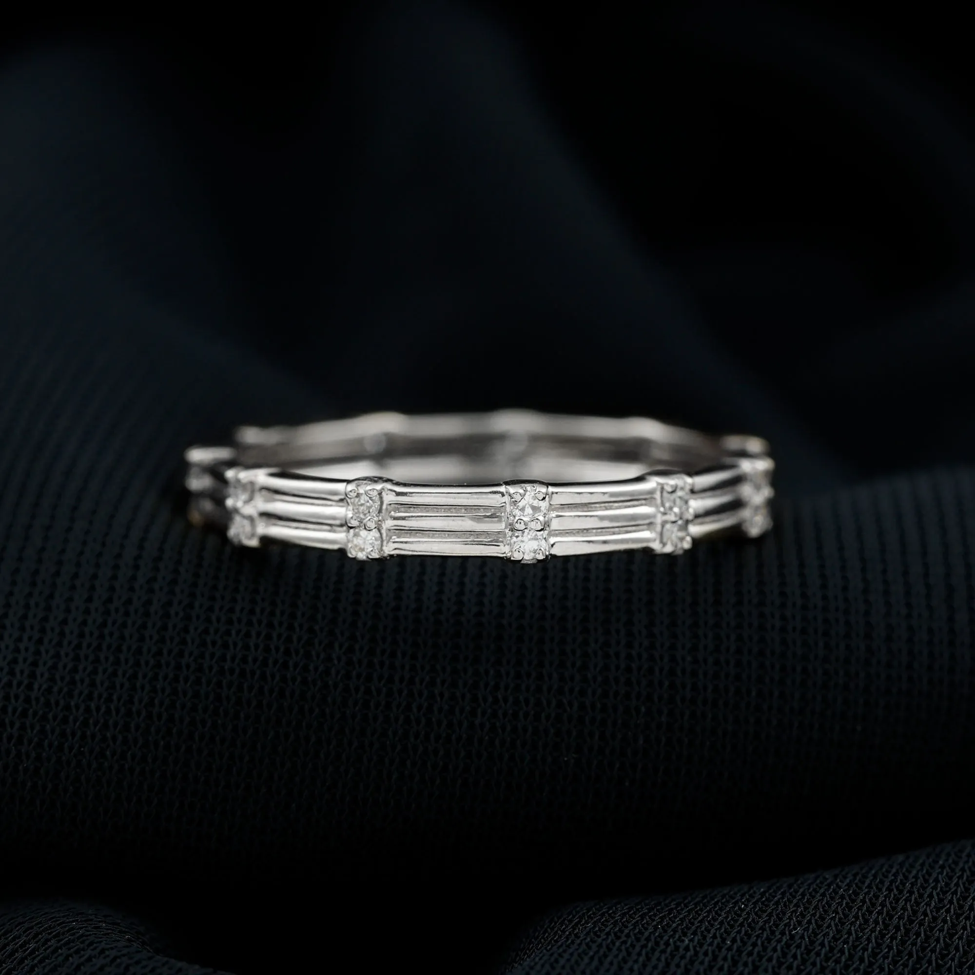 Simple Diamond Stackable Band Ring in Pave Setting