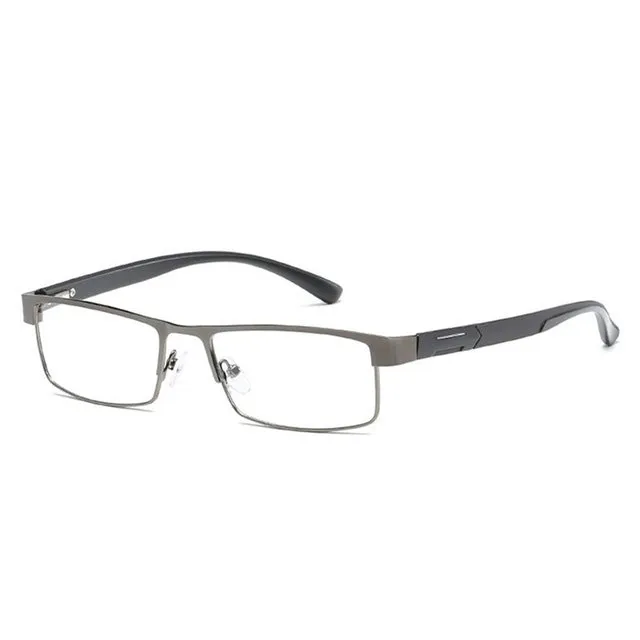 Simple Matel Frame Reading Glasses Hyperopia Eyeglasses  3.00D(Gun-color)