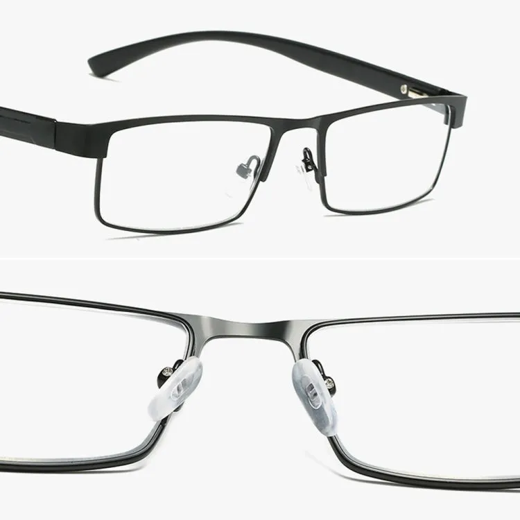 Simple Matel Frame Reading Glasses Hyperopia Eyeglasses  3.00D(Gun-color)