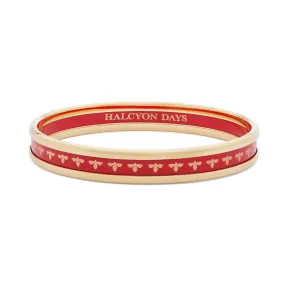 Skinny Bee Red & Gold Enamel Bangle