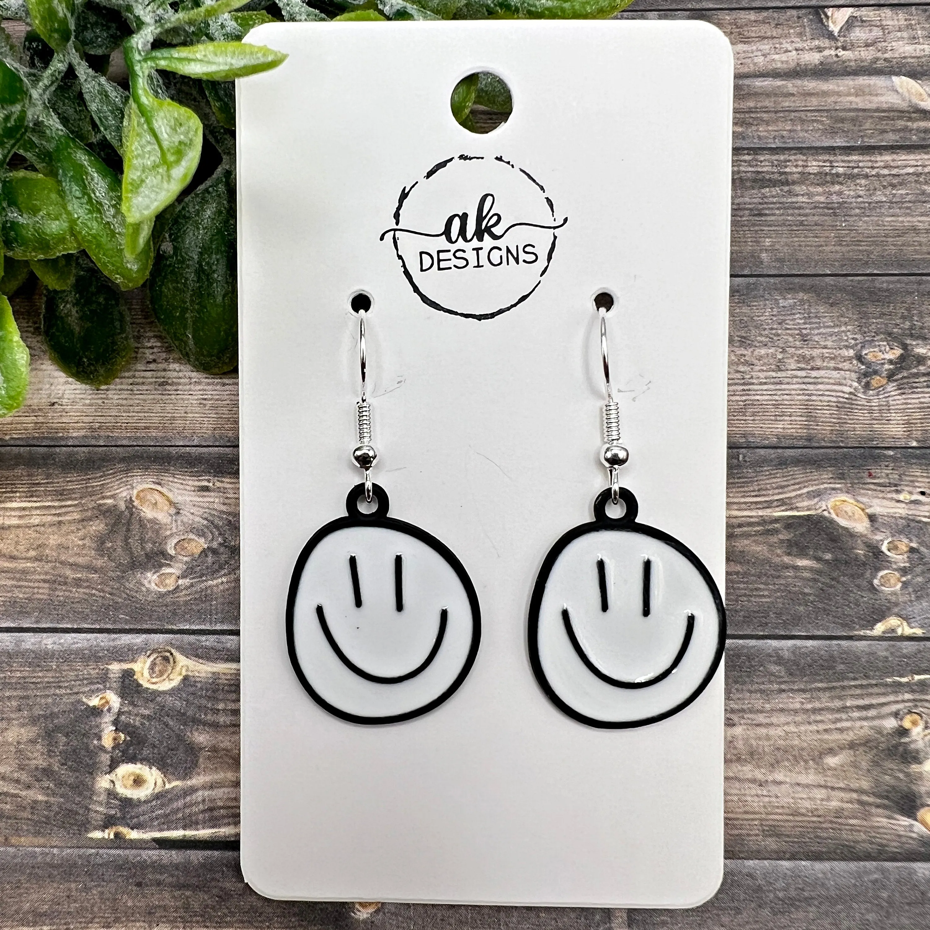 Smiley Face Irregular Shaped Happy Painted Enamel Hypoallergenic  Earrings, Smile Jewelry