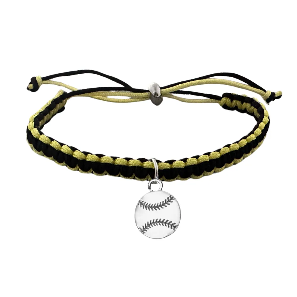 Softball Charm Multi Colored Rope Bracelet - Pick Colors & Charms