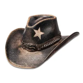 Stampede Hats - Vintage Black Star USA Panama Straw Cowboy Hat