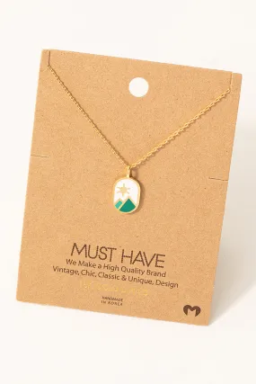 Stars and Mountain Landscape Pendant Necklace (Gold/Silver)