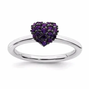 Sterling Silver Amethyst Stackable Expressions Heart Ring