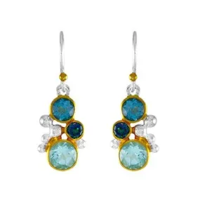 Sterling Silver and 22K Gold Vermeil Topaz Earrings