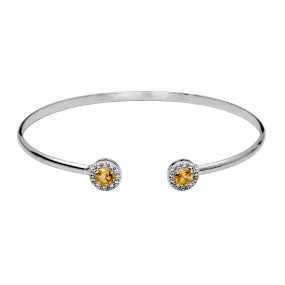 Sterling Silver Citrine White Topaz Cuff Bracelet