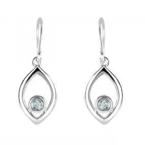 Sterling Silver Open Marquise Blue Topaz Drop Earrings 5706BT