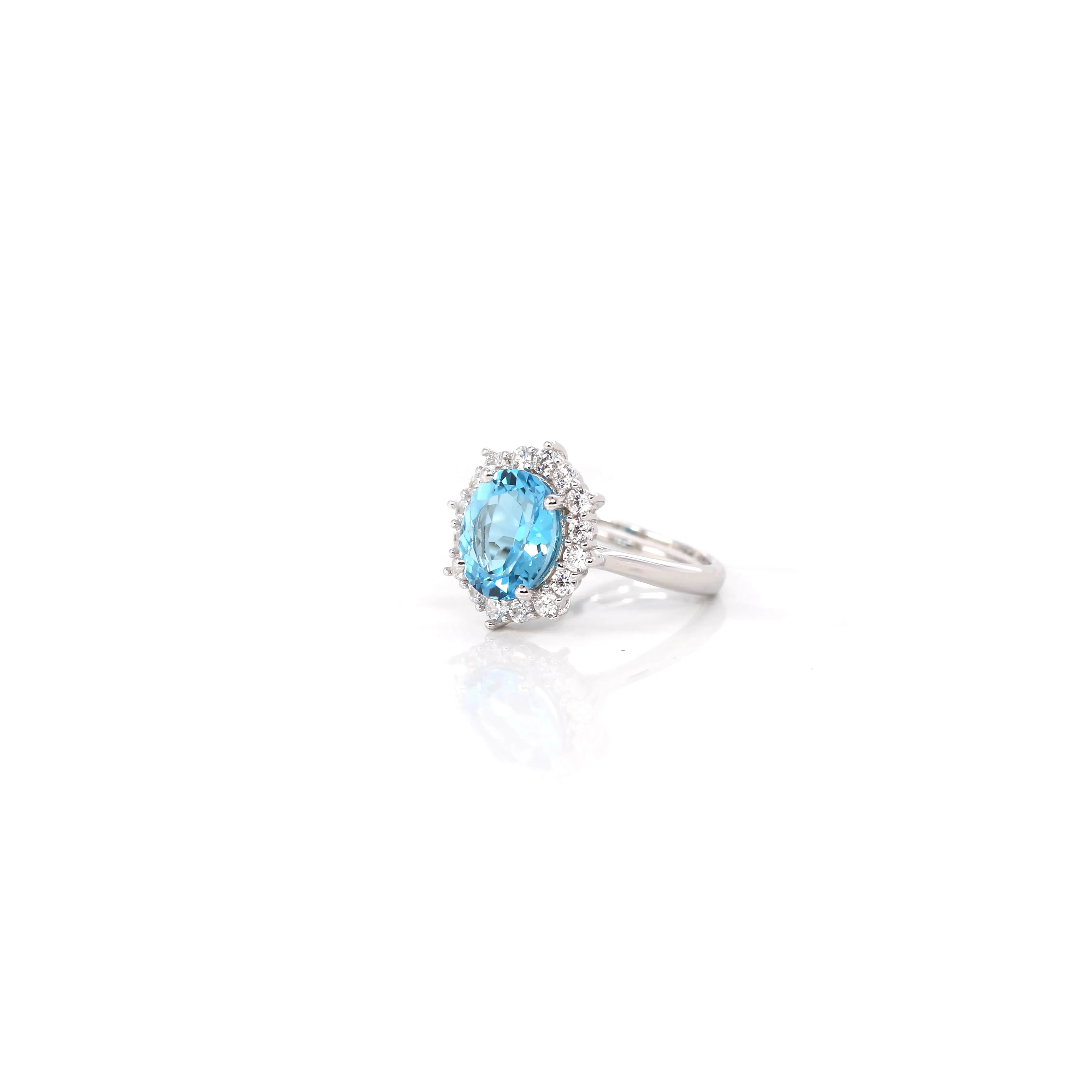 Sterling Silver Oval Sky Blue Topaz Ring