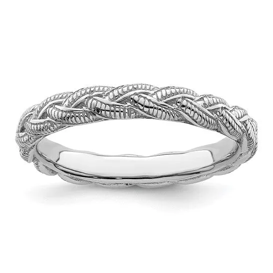 Sterling Silver Stackable Expressions Braided Twist Ring