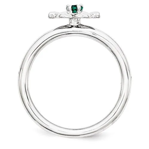 Sterling Silver Stackable Expressions Created Emerald Claddagh Ring