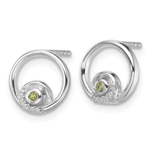 Sterling Silver White Ice Diamond and Peridot Earrings