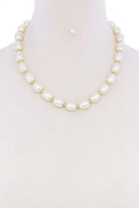 Stylish Fashion Pearl Beaded Necklace And Earring Set