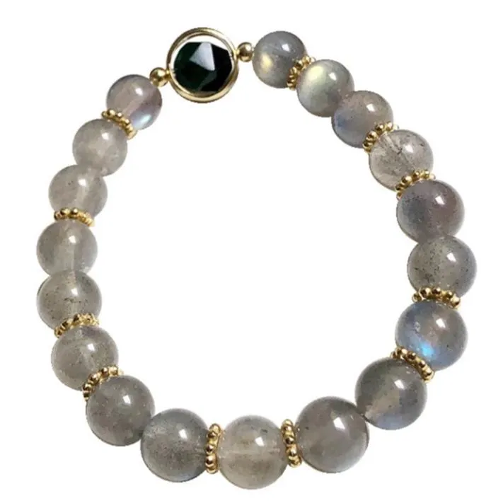 Stylish Mix Gray Moonstone Natural Healing Crystal Beads Bracelet