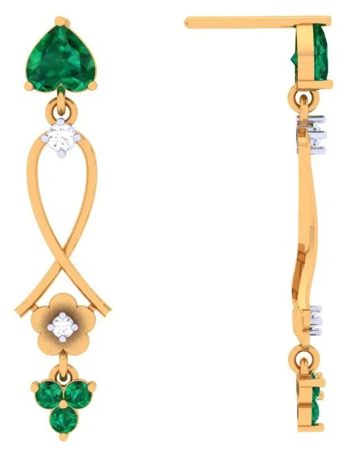 Stylish Stone Studded Gold Diamond Earrings For Women