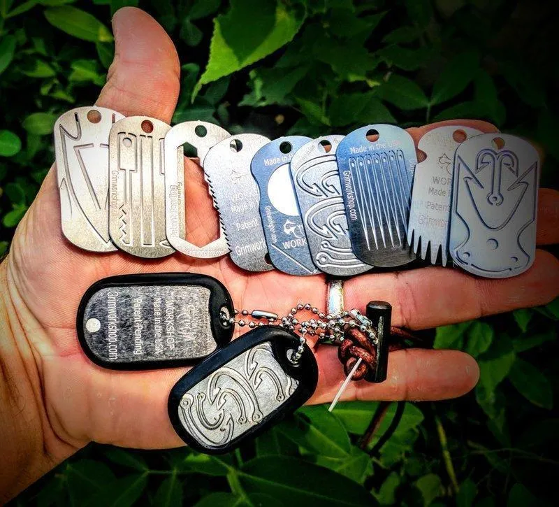 Survival Dog Tag Kit: 14 Tool Mini Dog Tag Size Mini Survival Kit