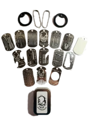 Survival Dog Tag Kit: 14 Tool Mini Dog Tag Size Mini Survival Kit