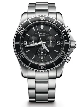 Swiss Army Mens Maverick Chronograph - Black Dial - Stainless Steel Bracelet