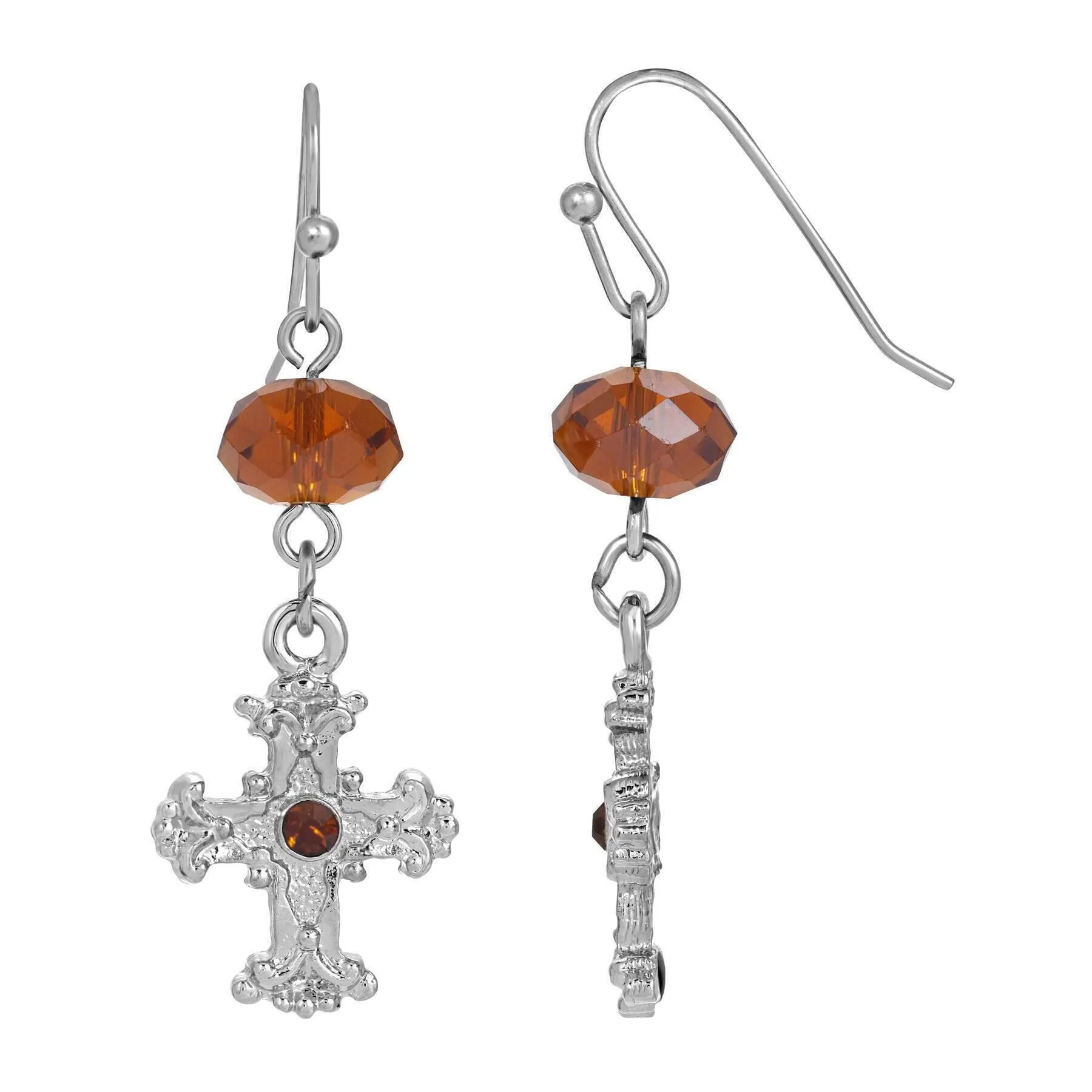 Symbols of Faith Faceted Crystal Drop Flower Budded Dangling Earrings