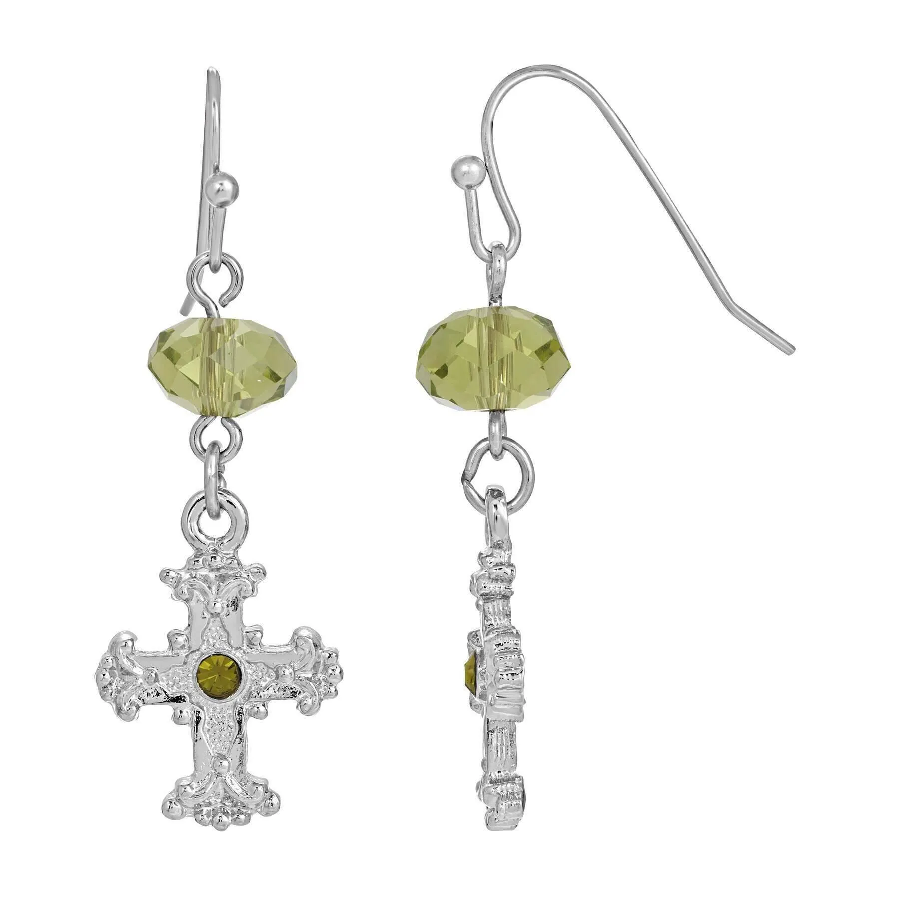 Symbols of Faith Faceted Crystal Drop Flower Budded Dangling Earrings