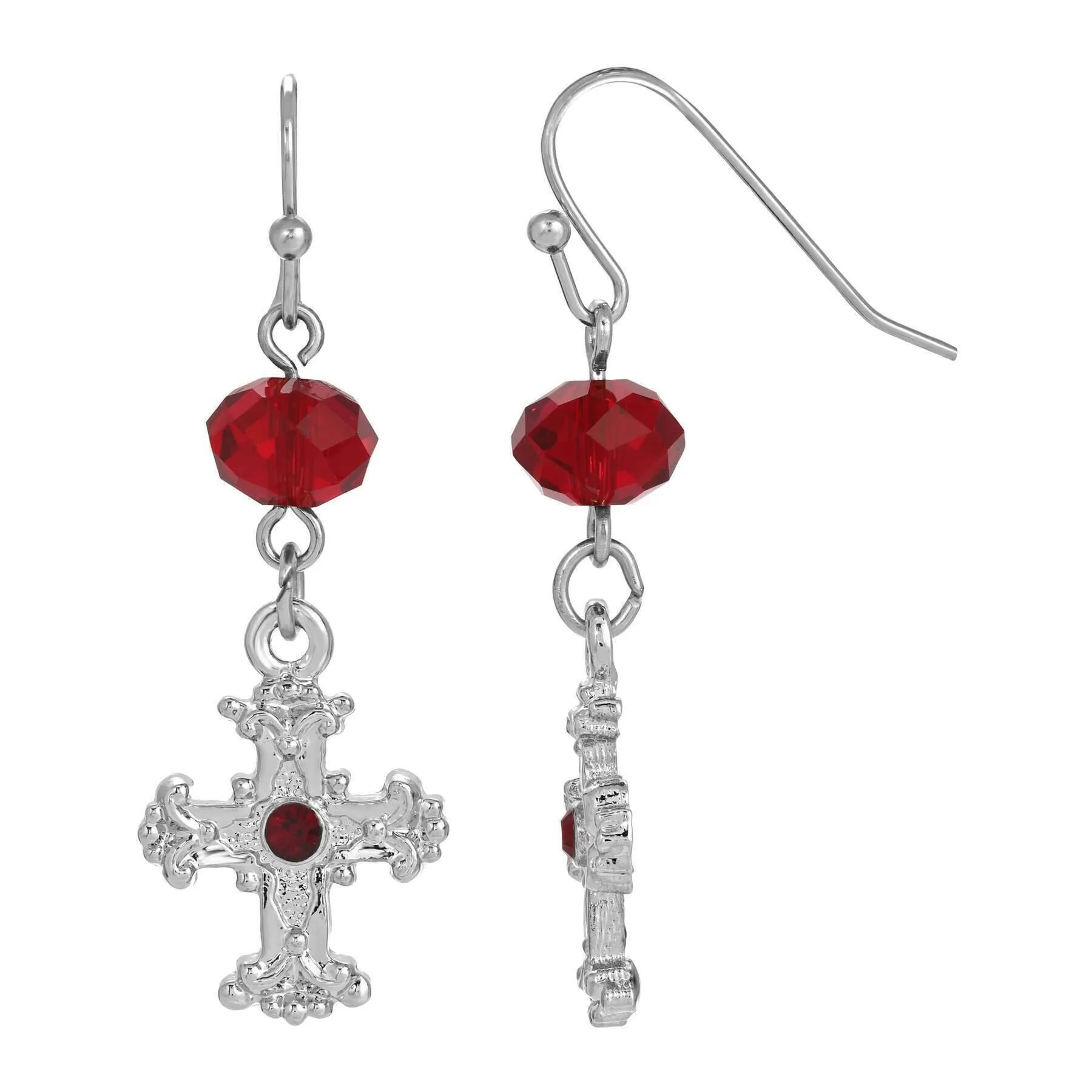 Symbols of Faith Faceted Crystal Drop Flower Budded Dangling Earrings