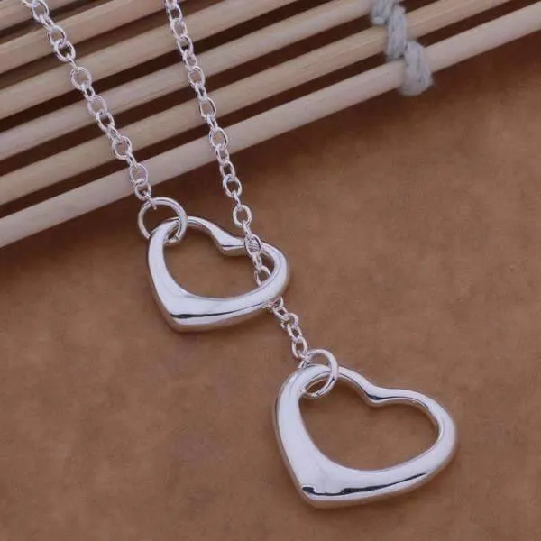 Tangled Hearts Sterling Silver Matching Lariat Necklace and Bracelet Set