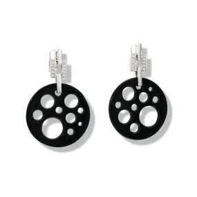 Temple of Heaven Earrings 18ct White Gold - Black Jade