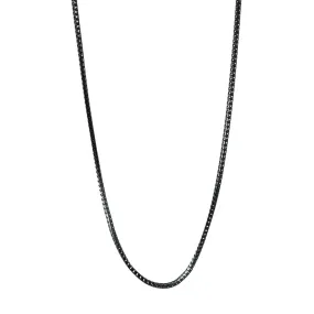 Thin Black Franco Chain Necklace 16 - 24 inch